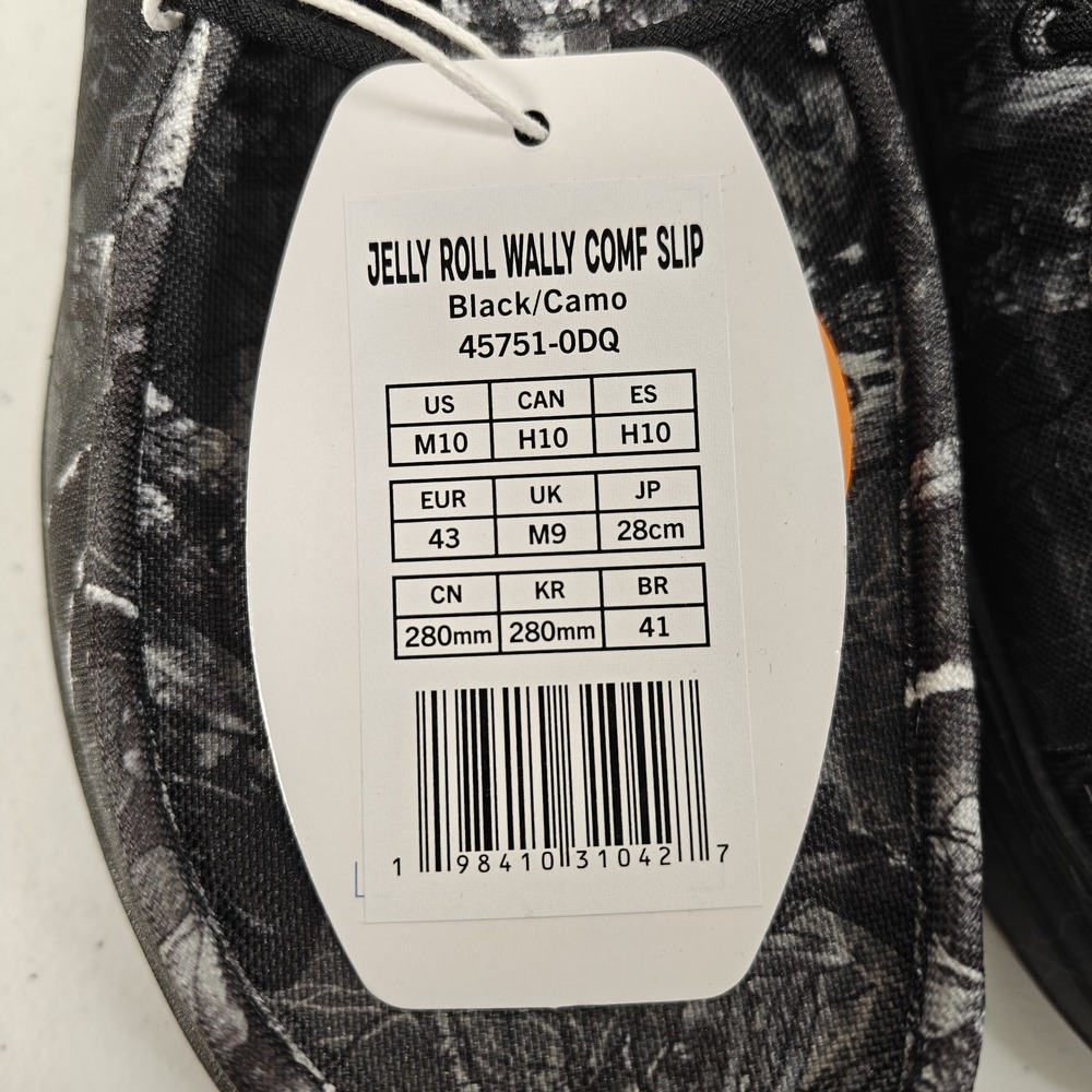 Hey Dude x Jelly Roll Wally Realtree Edge Camo Men's 10 Black Slip On Shoes NWT - Picture 9 of 9